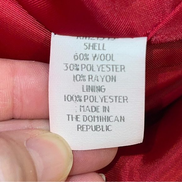 London Fog Red Wool Blend Pea Coat Single Button L - Picture 12 of 17